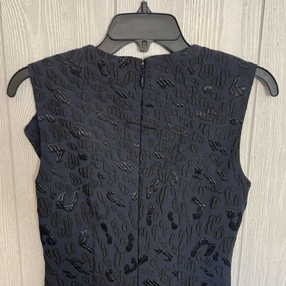 BCBGMAXAZRIA Dede Blue Black Sleeveless Ruffle Dress Size 2 NWT - Picture 6 of 6